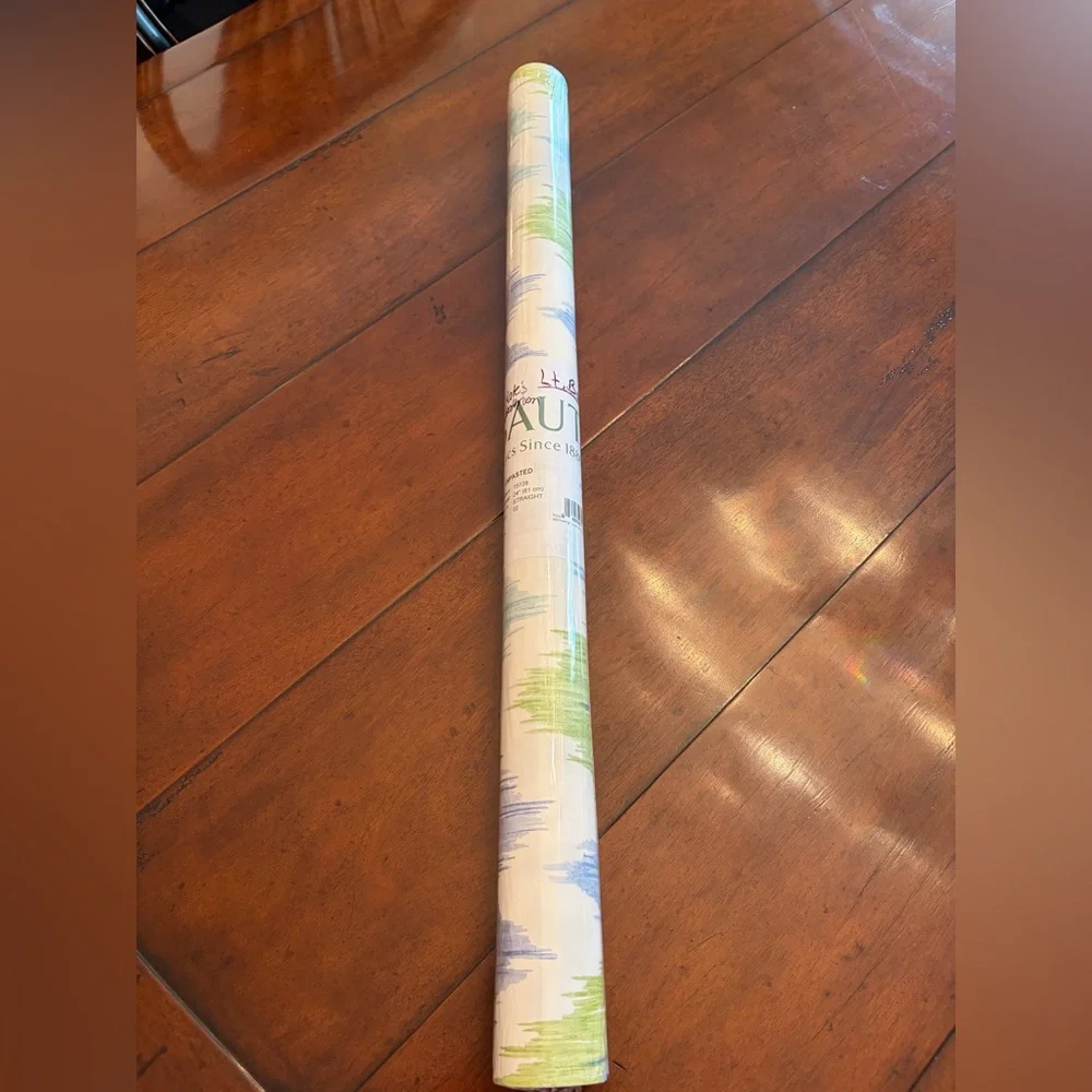 THIBAUT Bimini Ikat Blue And Green Wallpaper NEW IN PACKAGING Wallcovering